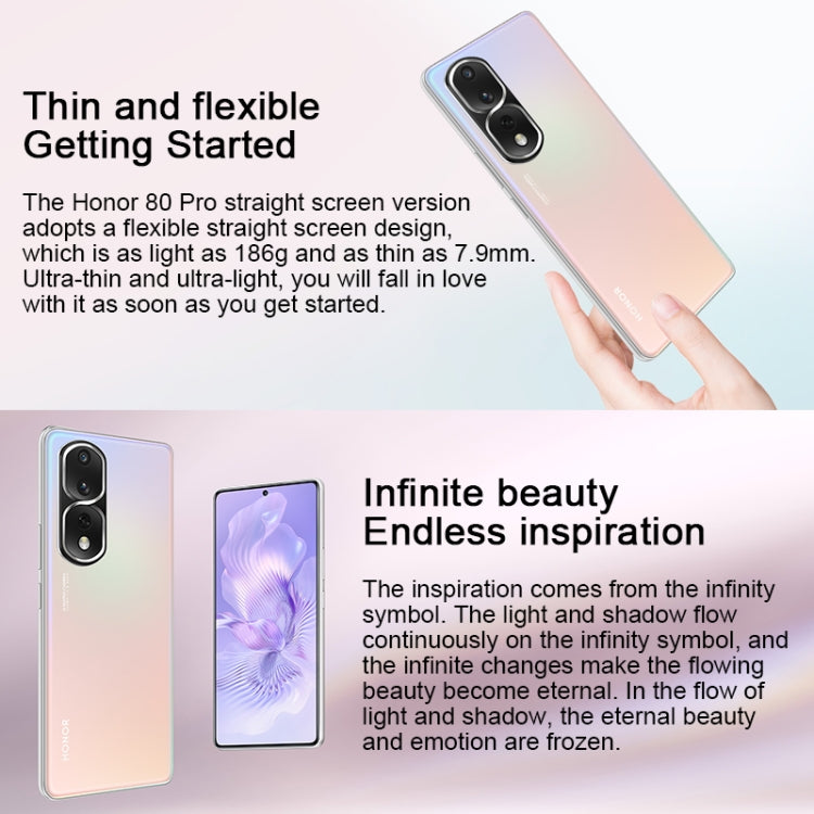 Triple Back Cameras, Screen Fingerprint Identification, 6.67 inch Magic UI 7.0 Qualcomm Snapdragon 8+ Gen1 Octa Core up to 3.0GHz, Network: 5G, OTG, NFC, Not Support Google Play, Honor 80 Pro Flat 5G, 12GB+256GB Triple Back Cameras, Screen Fingerprint Identification, 6.67 inch Magic UI 7.0 Qualcomm Snapdragon 8+ Gen1 Octa Core up to 3.0GHz, Network: 5G, OTG, NFC, Not Support Google Play, Honor 80 Pro Flat 5G, 12GB+256GB